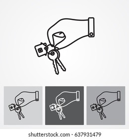 Line icon-  hand with keys