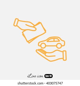 Line icon- hand  money for car