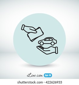 Line icon- hand  money for car
