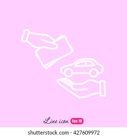 Line icon- hand  money for car
