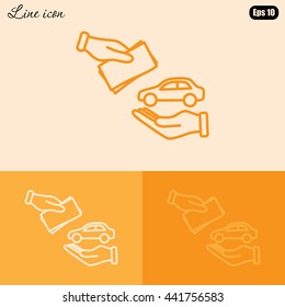 Line icon- hand  money for car