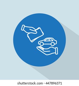 Line icon- hand  money for car