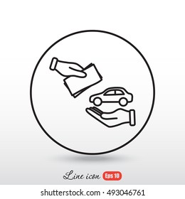 Line icon- hand  money for car