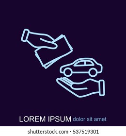 Line icon- hand  money for car