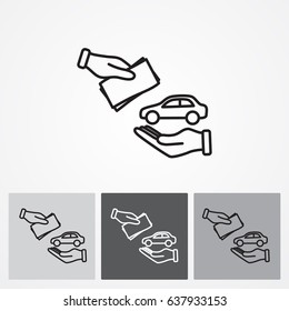 Line icon- hand  money for car