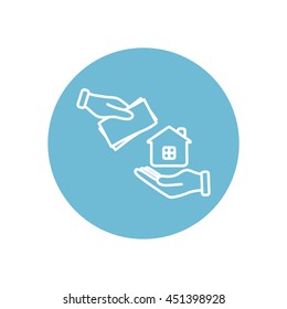 Line icon- hand  money for house