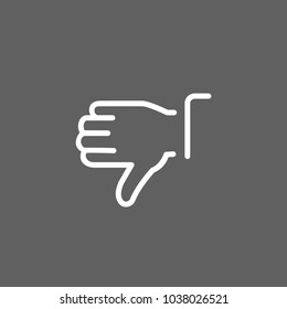 Line icon of hand showing thumb down gesture. Disliking, denial, disapproval. Gesture concept. Can be used for web design, network icons and pictograms