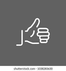 Line icon of hand showing thumb up gesture. Liking, encouragement, satisfaction. Gesture concept. Can be used for web design, network icons and pictograms