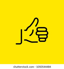 Line icon of hand showing thumb up gesture. Liking, encouragement, satisfaction. Gesture concept. Can be used for web design, network icons and pictograms