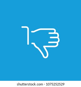 Line icon of hand showing thumb down gesture. Disliking, denial, disapproval. Gesture concept. Can be used for web design, network icons and pictograms