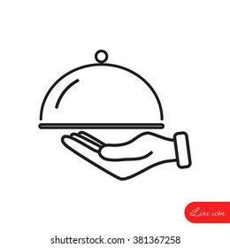 Line icon- hand with a tray 