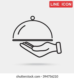 Line icon- hand with a tray 