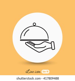 Line icon- hand with a tray 