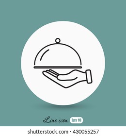 Line icon- hand with a tray 
