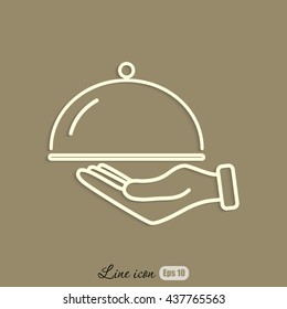 Line icon- hand with a tray 