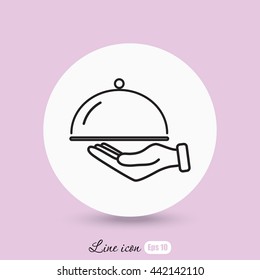 Line icon- hand with a tray 