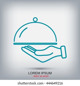 Line icon- hand with a tray 