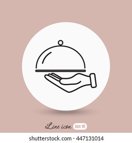 Line icon- hand with a tray 
