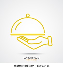 Line icon- hand with a tray 