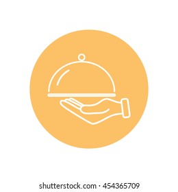 Line icon- hand with a tray 