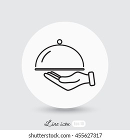 Line icon- hand with a tray 