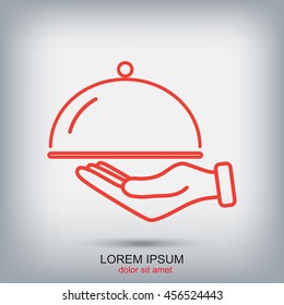 Line icon- hand with a tray 