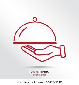 Line icon- hand with a tray 