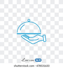 Line icon- hand with a tray 