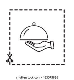 Line icon- hand with a tray 