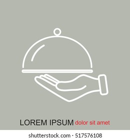 Line icon- hand with a tray 