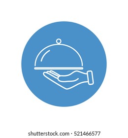 Line icon- hand with a tray 