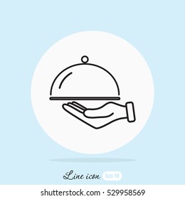 Line icon- hand with a tray 