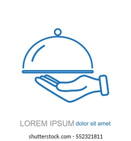 Line icon- hand with a tray 