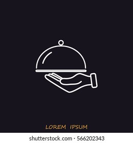 Line icon- hand with a tray 