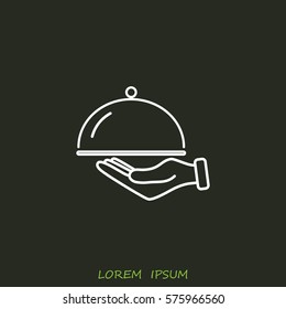 Line icon- hand with a tray 