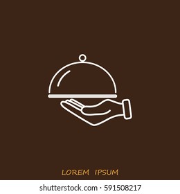 Line icon- hand with a tray 