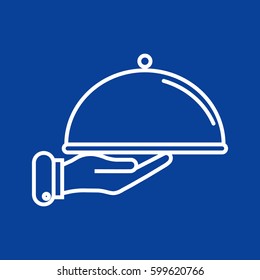 Line icon- hand with a tray
