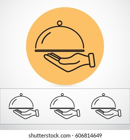 Line icon- hand with a tray 