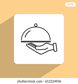 Line icon- hand with a tray 