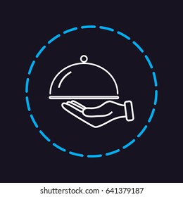 Line icon- hand with a tray 