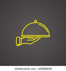 Line icon- hand with a tray