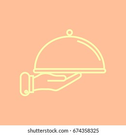 Line icon- hand with a tray
