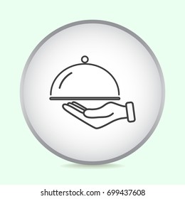 Line icon- hand with a tray 