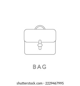 Icono de línea, Ilustración del vector de contorno del bolso de mano. Maletín, bolso para hombre de negocios o estudiante, maleta para mujer icono lineal aislado en fondo blanco. Icono de esquema de bolsa de negocios