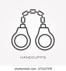 Line icon handcuffs