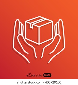 Line icon- Handle with care sign