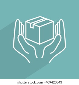 Line icon- Handle with care sign