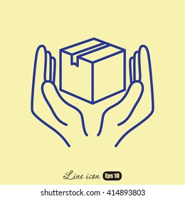 Line icon- Handle with care sign