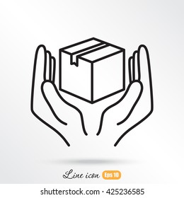 Line icon- Handle with care sign