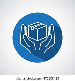 Line icon- Handle with care sign